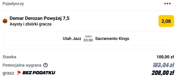 Kupon NBA w dniu 26.02.2025 w Betclic