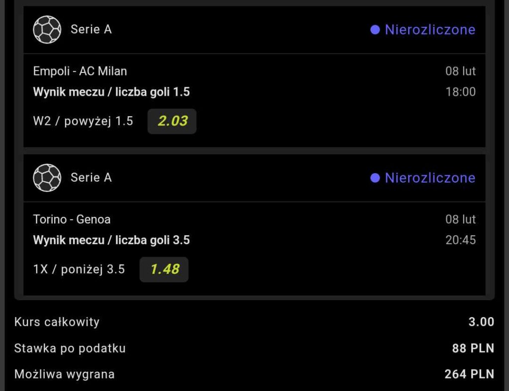 Kupon Serie A 8 lutego 2025 GO BET