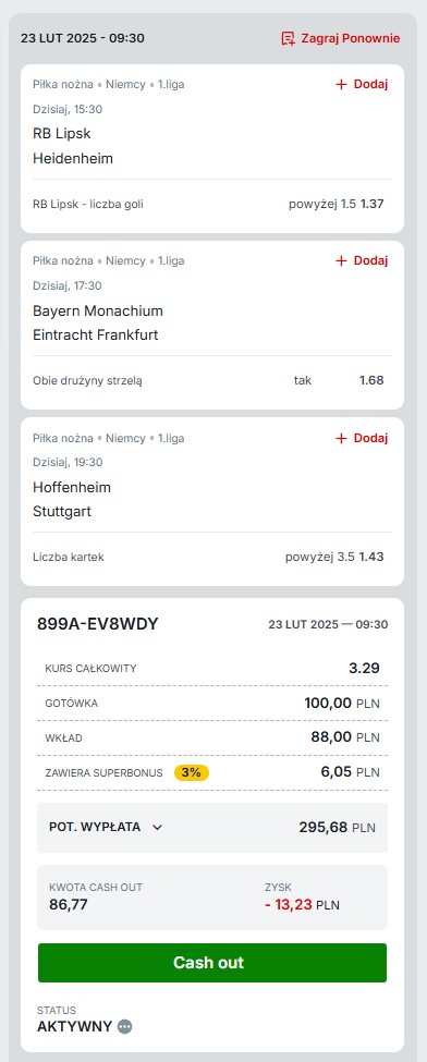 Kupon Superbet Bundesliga 23.02.