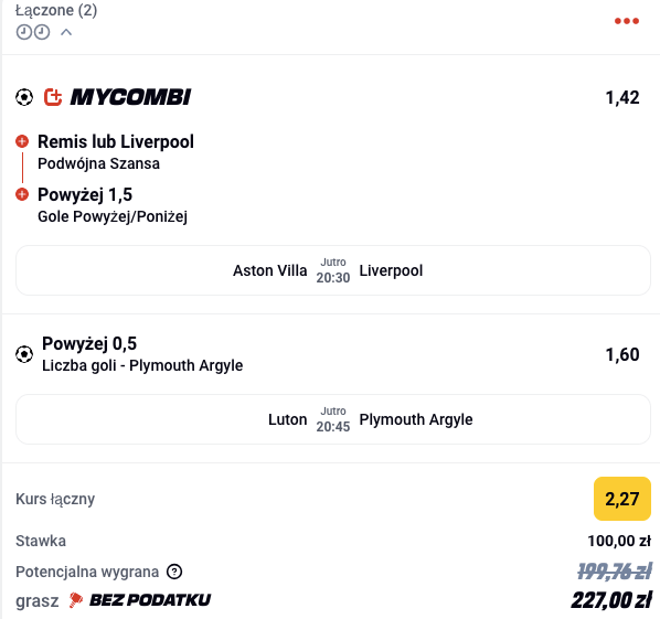 Propozycja kuponu w Betclic