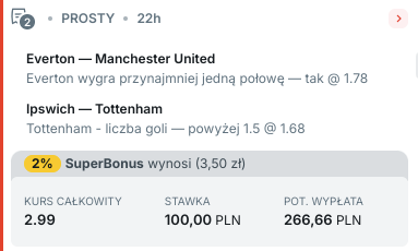 Propozycja kuponu w Superbet