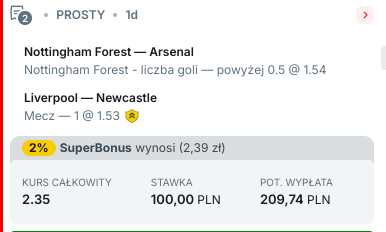 Propozycja kuponu w Superbet