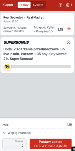 Kupon Superbet na celny strzał Kyliana Mbappe