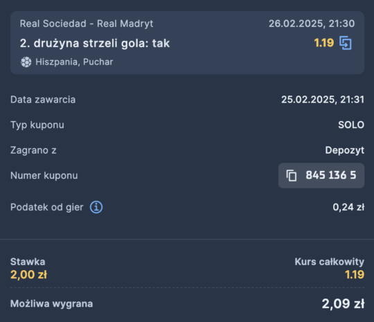 Kupon STS na Real Sociedad - Real Madryt