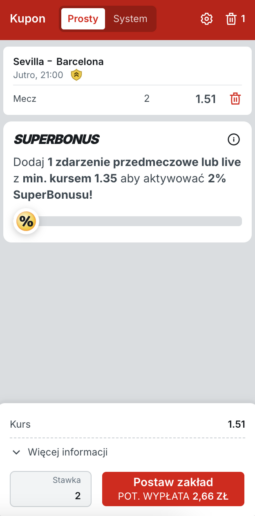 Kupon Superbet na wygraną Barcy