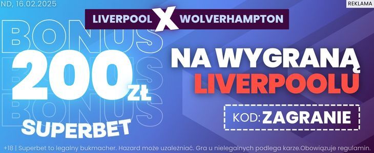 baner na Liverpool - Wolverhampton w Superbet