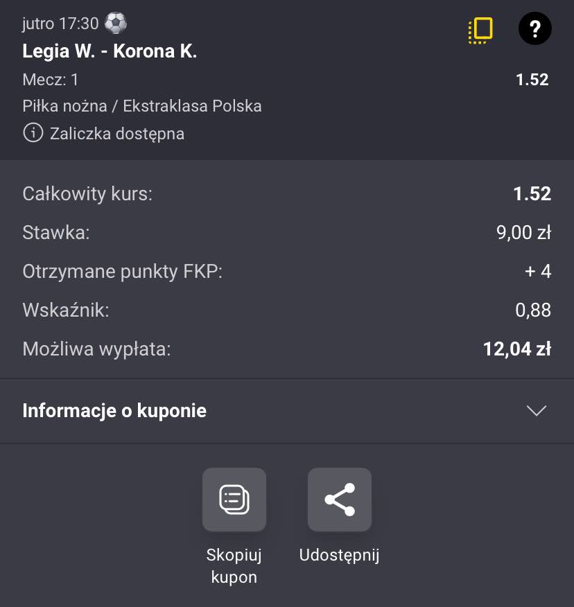 kupon na Legia - Korona pod zasilacz