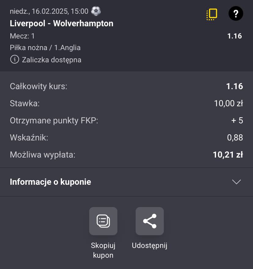 kupon na zasilacz Liverpool - Wolverhampton