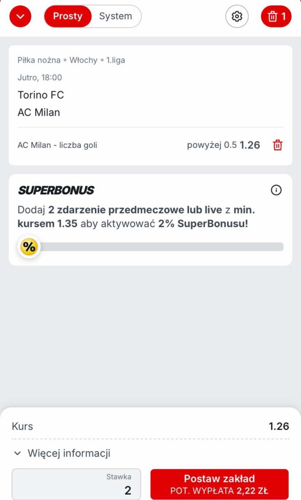 kupon na zasilacz Torino - AC Milan