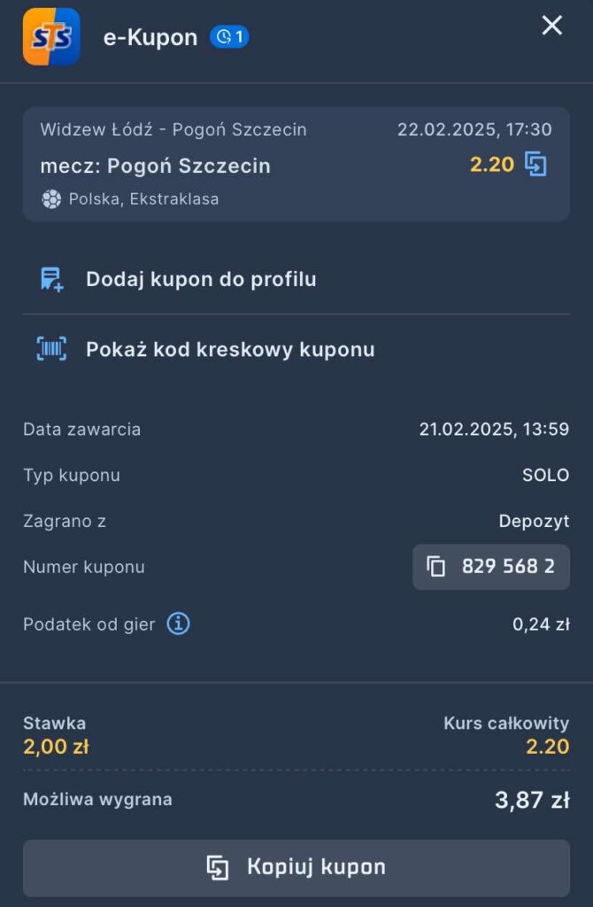 kupon na zasilacz Widzew - Pogoń