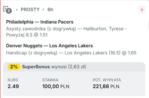 Kupon NBA w Superbet w dniu 14.03.2025