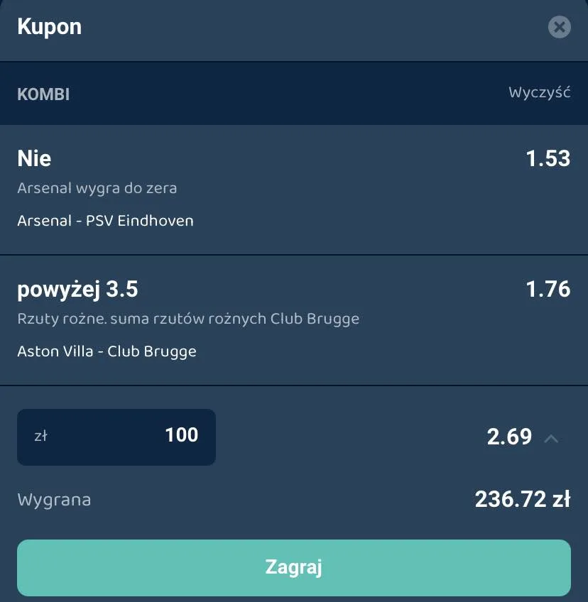 kupon na Ligę Mistrzów 12.03