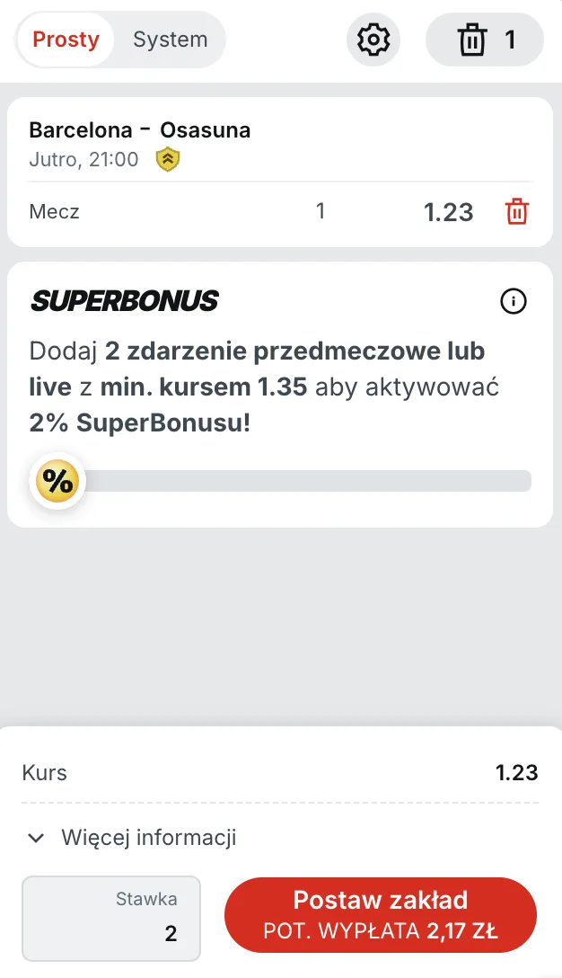 Superbet kupon na FC Barcelona - Osasuna