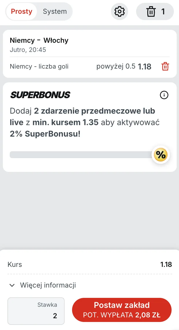 Kupon Superbet na Niemcy - Włochy