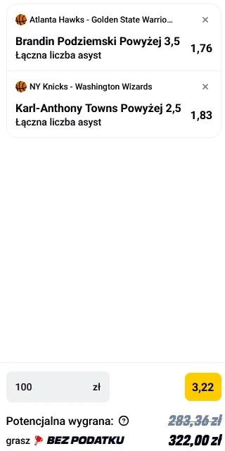 kupon NBA w betclic w dniu 22.03.2025