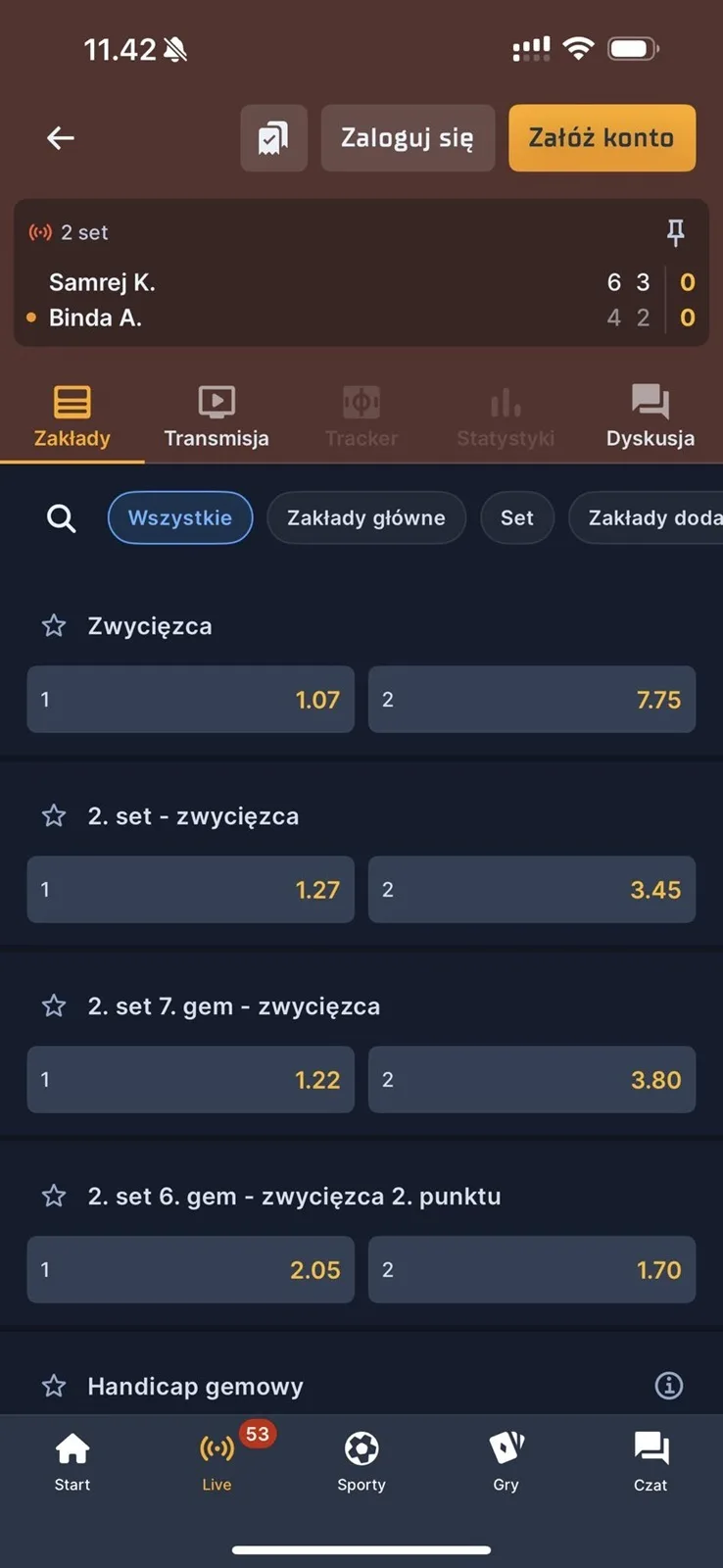 Aplikacja STS - zakłady na żywo