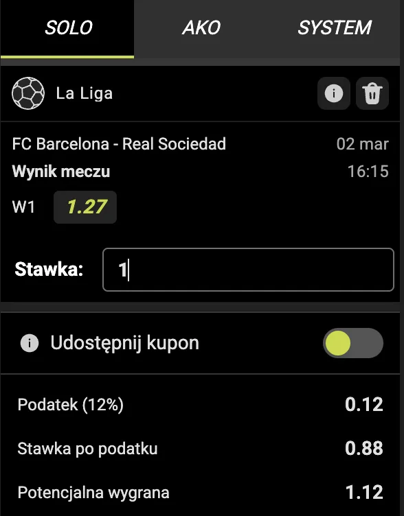 Kupon Go+Bet na FC Barcelona - Real Sociedad