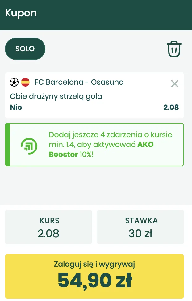 Kupon Betfan na FC Barcelona - Osasuna