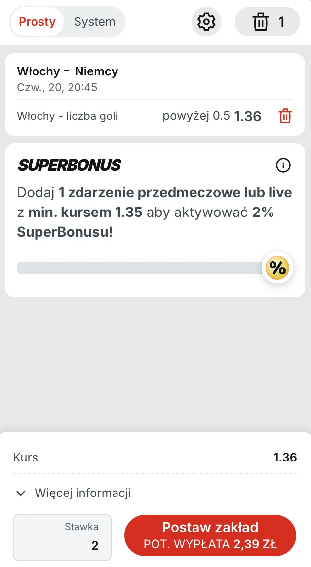 Kupon Superbet na Włochy - Niemcy