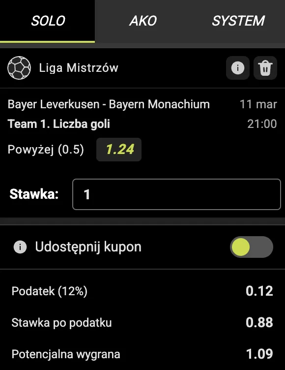 Kupon promocyjny GOBET na Leverkusen - Bayern