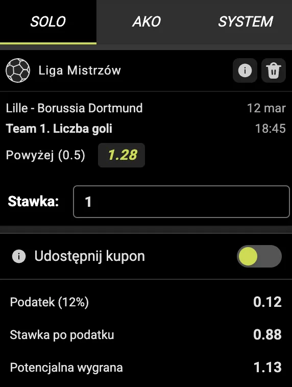 Kupon GOBET na Lille - BVB