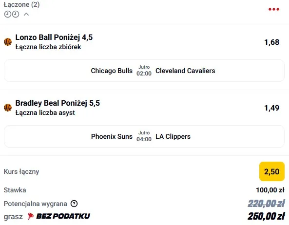 Kupon NBA w Betclic w dniu 04.03.2025