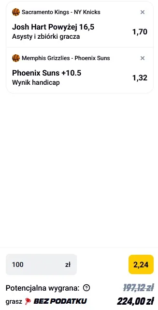 Kupon NBA w Betclic w dniu 10.03.2025