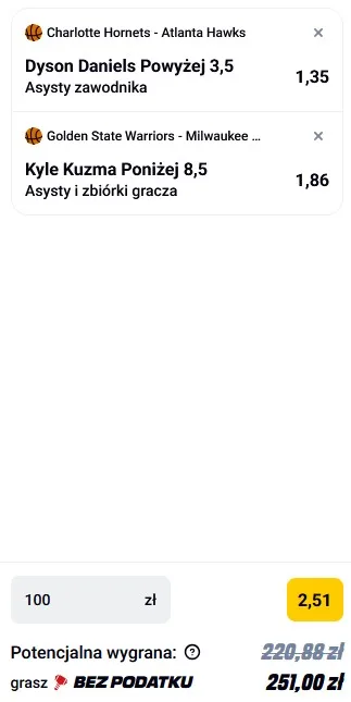 Kupon NBA w Betclic w dniu 18.03.2025