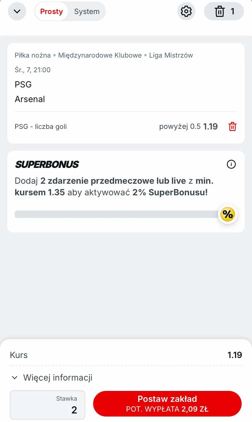kupon na zasilacz PSG - Arsenal