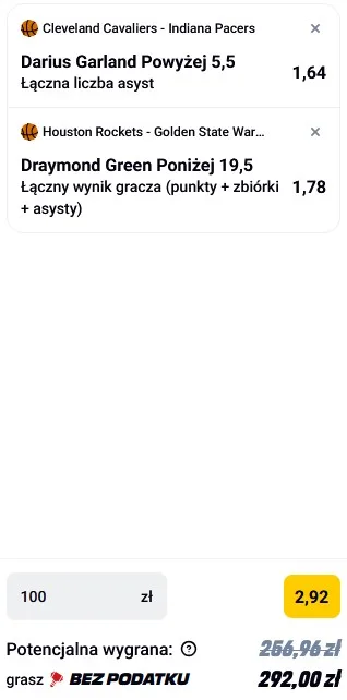 Kupon NBA w Betclic w dniu 04.05.2025