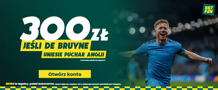 Baner 300 zł od BETFAN jeśli De Bruyne uniesie Puchar Anglii