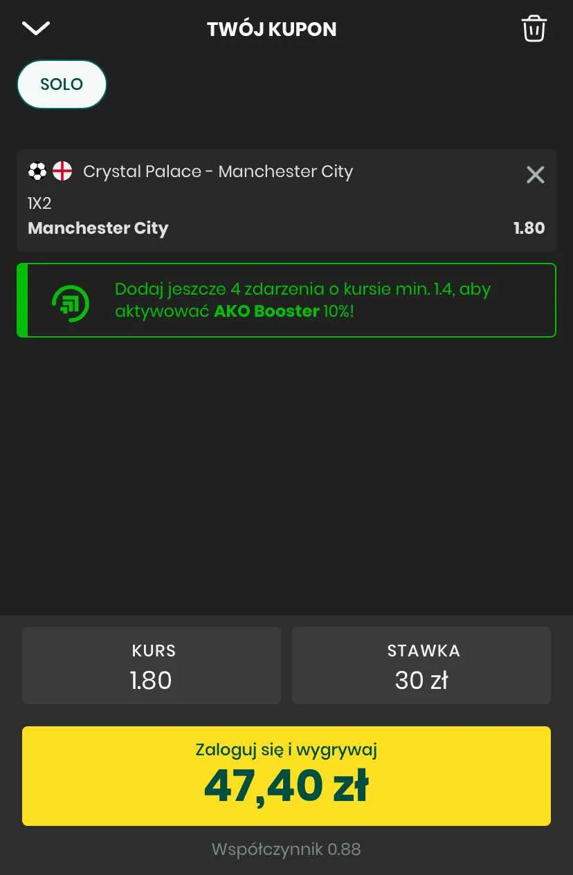 kupon na zasilacz City - Crystal Palace