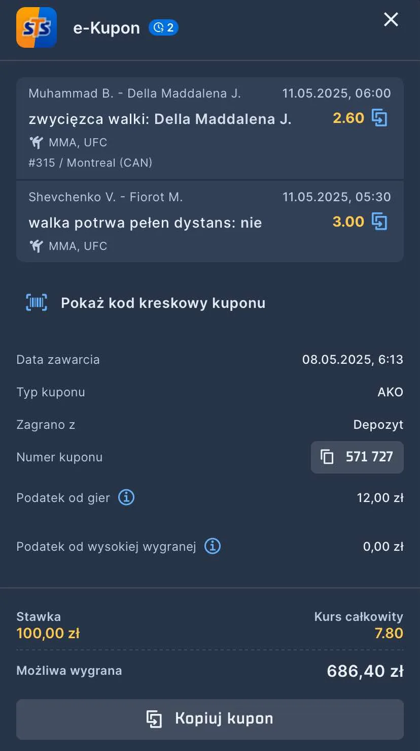 kupon na UFC 315
