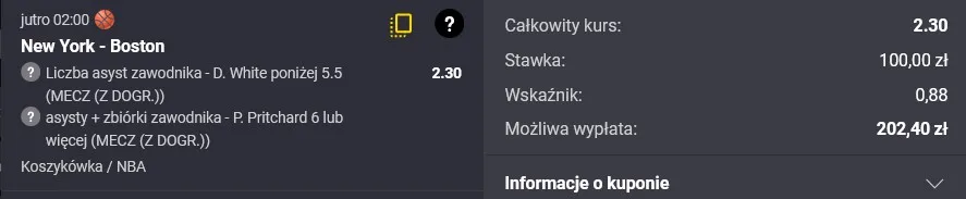 Kupon NBA w Fortunie w dniu 16.05.2025
