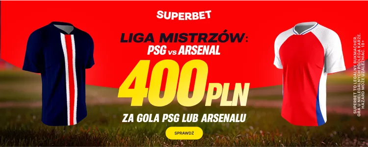 baner na PSG - Arsenal od Superbet
