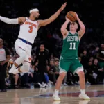 Payton Pritchard i Josh Hart, NBA, 14.05.2025