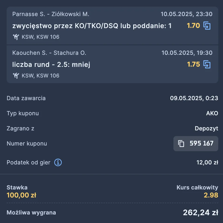 Kupon STS na KSW 106