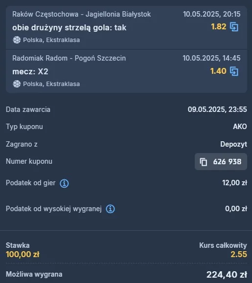 kupon sts ekstraklasa
