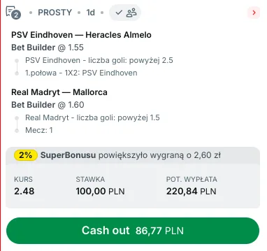 Propozycja kuponu w Superbet