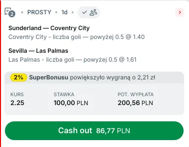 Propozycja kuponu w Superbet