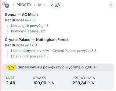 Propozycja kuponu w Superbet