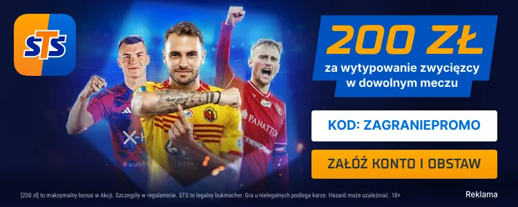 Baner STS 200 Zł na typ zwycięzcę meczu 31 kolejki Ekstraklasy