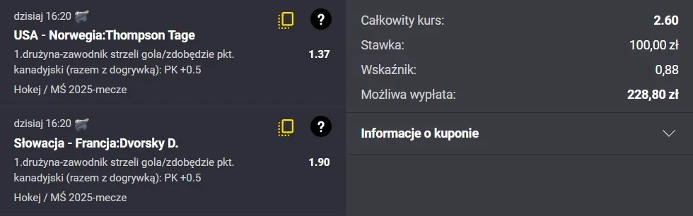 Kupon Hokej na lodzie 14.05.