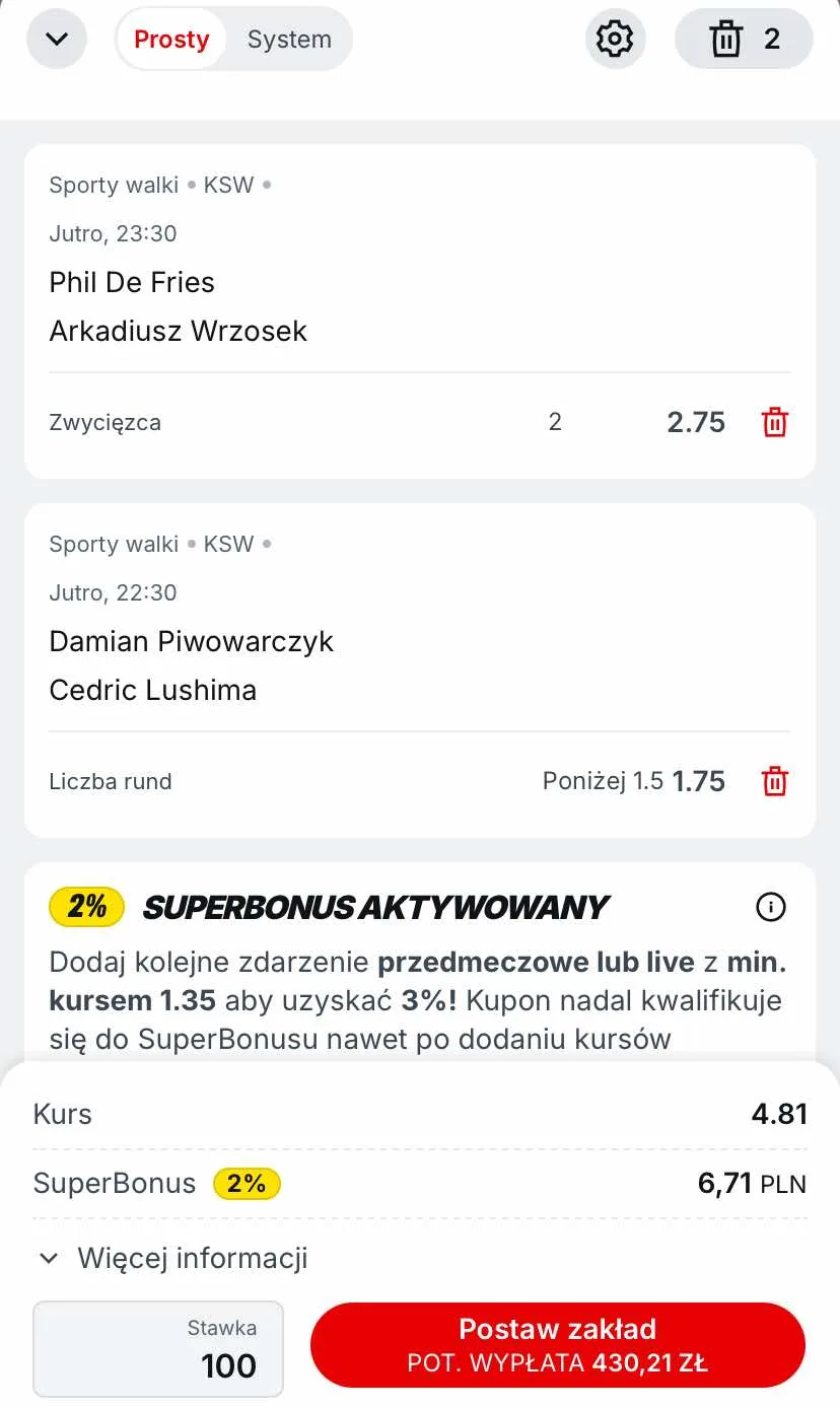 Kupon na XTB KSW 107
