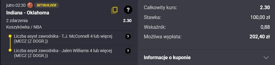 Kupon NBA w Fortunie w dniu 13.06.2025