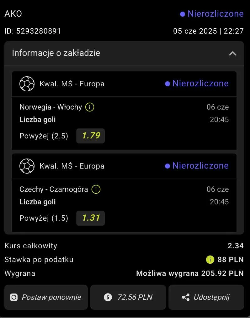 kupon na eliminacje MŚ 06.06