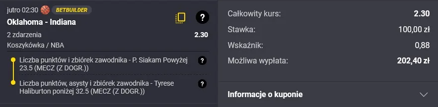 Kupon NBA w Fortunie w dniu 16.05.2025