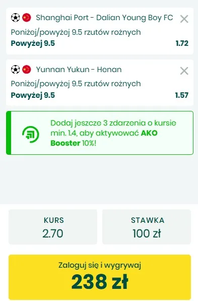 Kupon Chiny BETFAN 26.06.