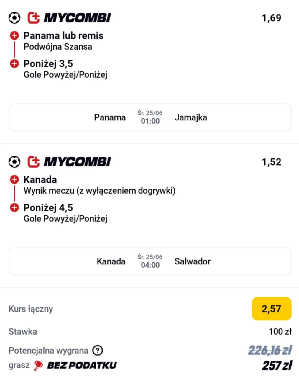 Kupon Gold Cup 24.06.2025