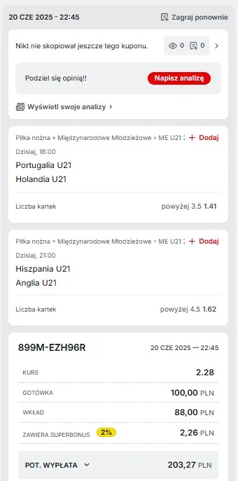 Kupon 21.06. Superbet